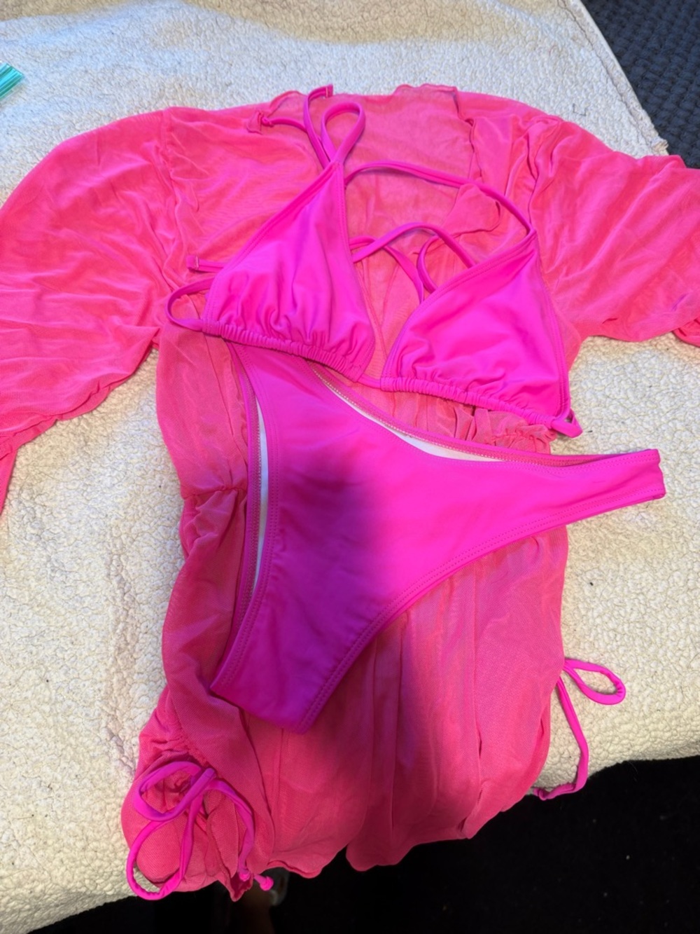 SHEIN Hot Pink Triangle Bikini Set